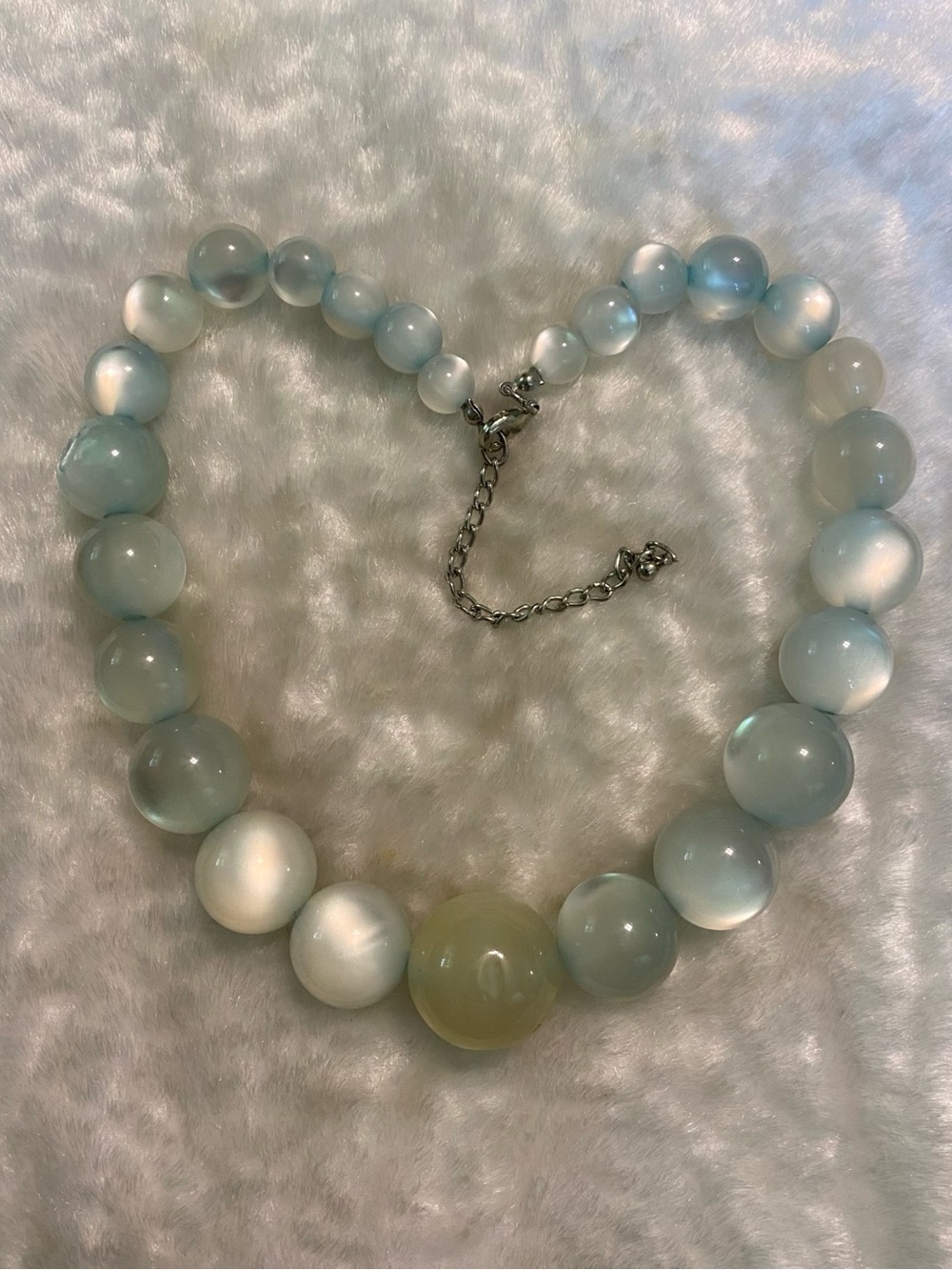 🍀Chunky Light Blue Beaded Necklace